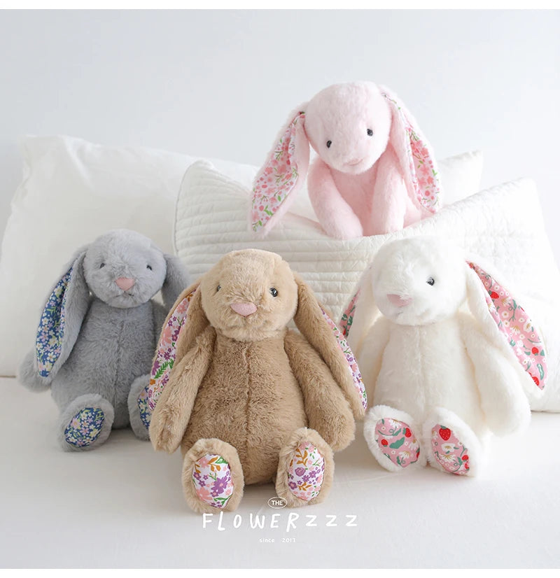 30cm Bonnie Rabbit Floral Ears Plush Toys Cartoon Stuffed Bunny Dolls Children's Room Decor Toy Soft Birthday Gifts For Girl