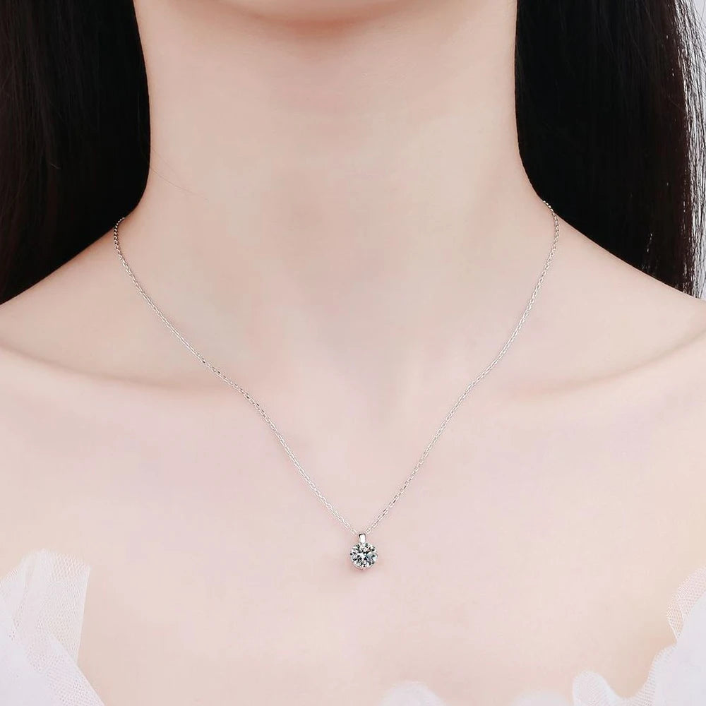 KNOBSPIN D VVS1 Moissanite Necklace Diamond Pandent 1-3ct GRA Certified s925 Sterling Silver 18k Necklaces for Women Dainty Gift