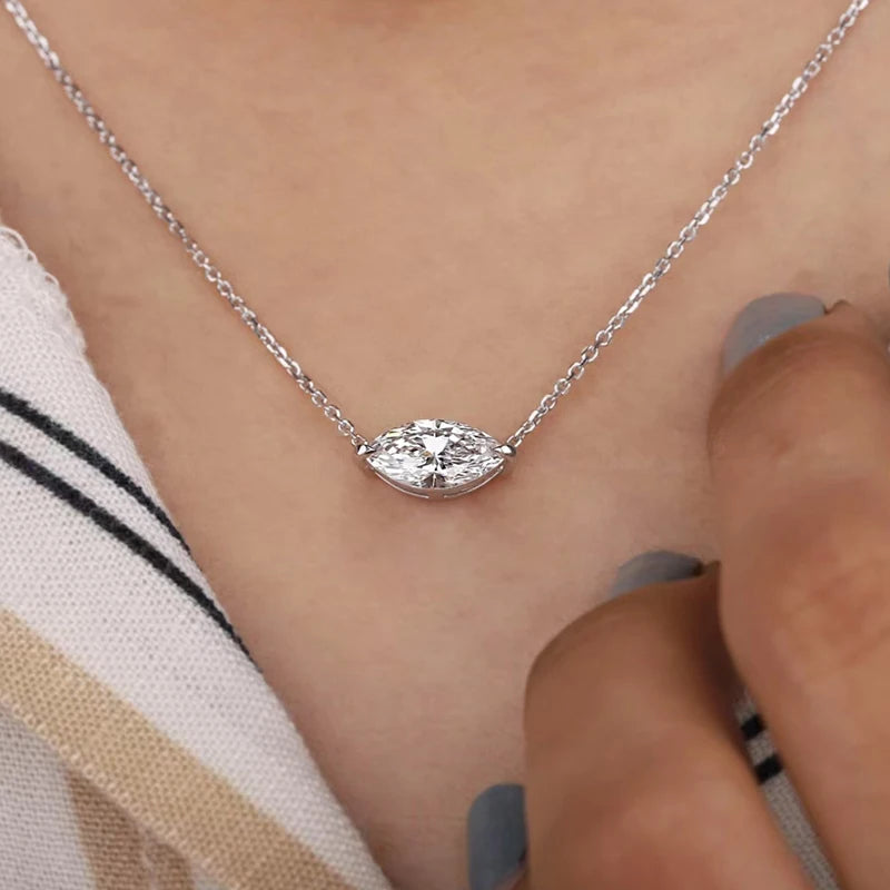 EWYA Pear Cut 1/2CT Solitaire Moissanite Pendant Necklace Woman Man 925 Silver Waterdrop Lab Diamond Gra Certified Neck Chain