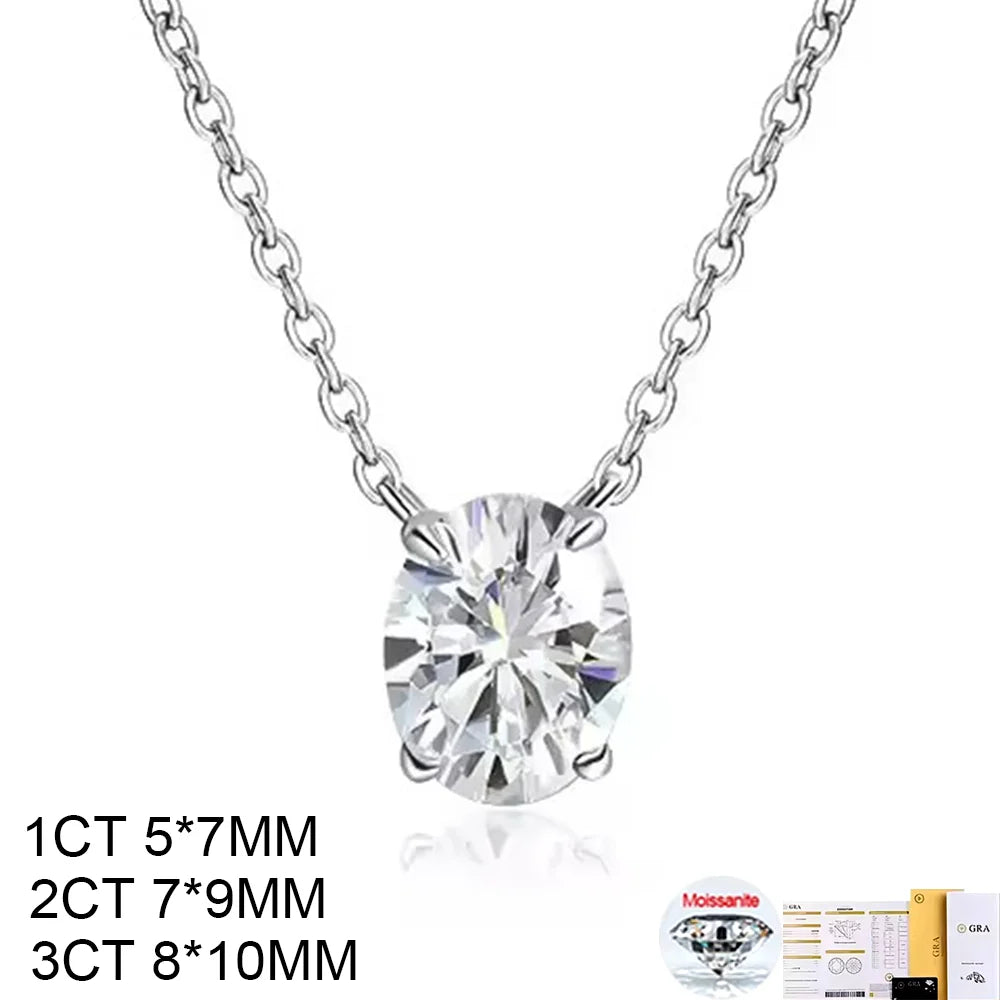 COSYA 1-3CT Oval Cut Moissanite Pendant Necklace For Women S925 Silver 18K Gold Lab Diamond Necklace Wedding Party Fine Jewelry