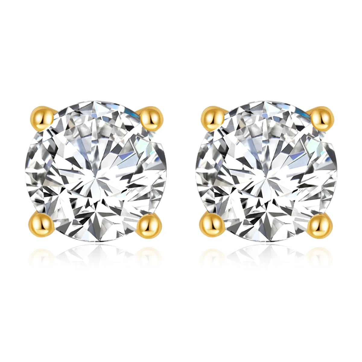 18K Gold D Color Moissanite Stud Earrings Hypoallergenic Round Lab Grown Diamond Ear Studs For Women Man Simple High-end Jewelry