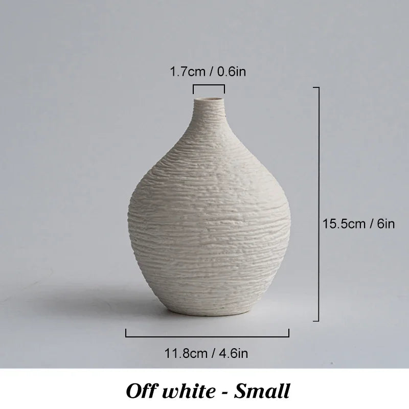 White Ceramic Vase Decoration for Home Nordic Luxury Narrow Mouth Flower Pot Living Room Interior Office Desktop Decor Gift