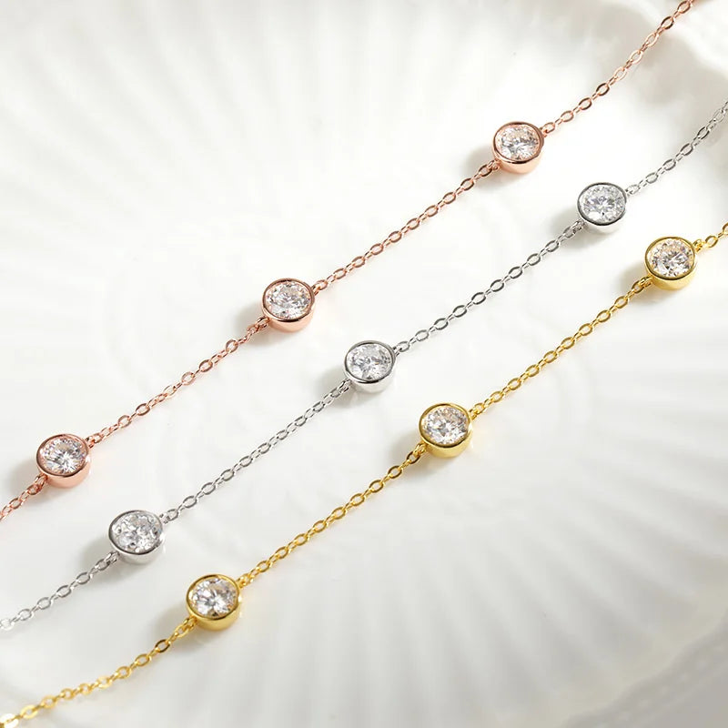 Smyoue Bubble Each 5mm All Moissnaite Necklaces for Women Luxury Female Neck Chain 100% Sterling Silver S925 Fine Jewelry GRA