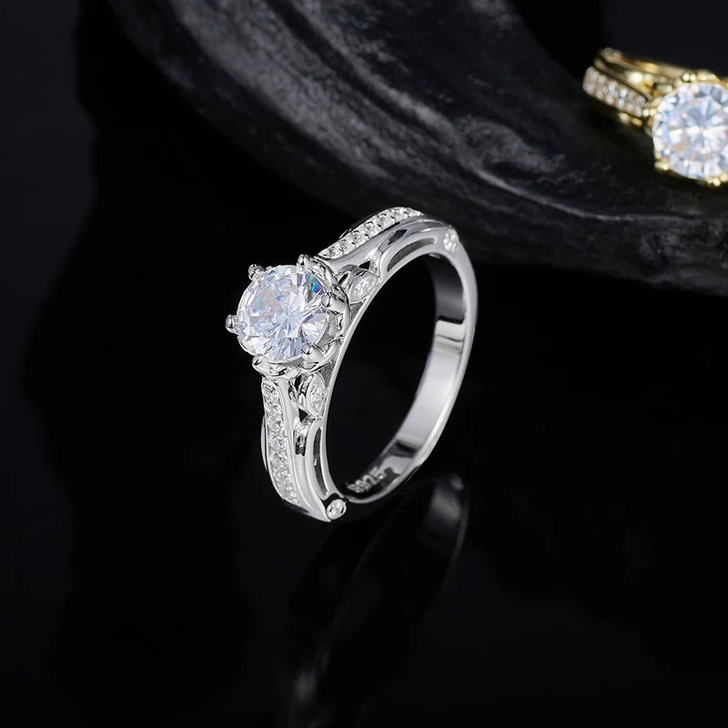 Luxury Moissanite Rings Woman Jewelry 6.5mm D VVS1 Sterling Silver 925 Ring GRA 18K Gold Plated Engagement Wedding Party Gift