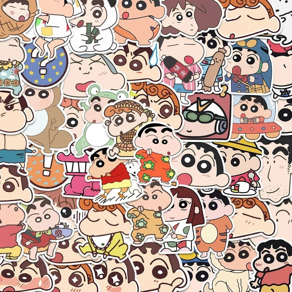 100PCS Cartoon Crayon Shin Chan Stickers Kawaii Anime Decals for Car Laptop Phone Stationery Decor Sticker Kids Toys