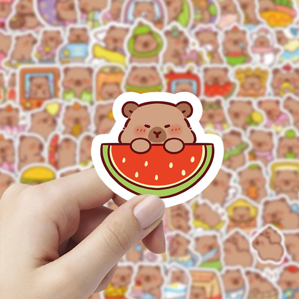 10/30/50/100pcs Cute Funny Capybara MEME Stickers Kawaii Animal Decal Decoration DIY Notebook Laptop Luggage PVC Sticker for Kid