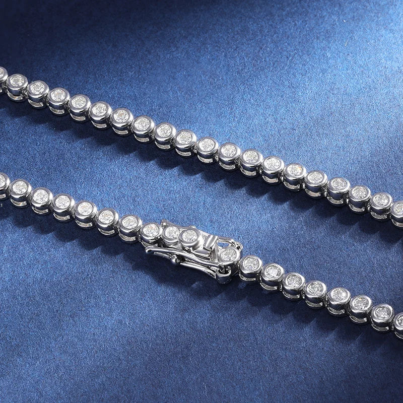 TBCYD 2/3mm D Color Round Bubble Moissanite Tennis Necklace For Women S925 Silver Choker Necklace Party Jewelry Christmas Gifts