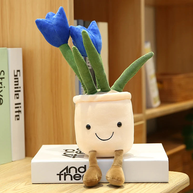 25cm Simulation Cartoon Plant Pot Series Plush Doll Succulent Tulip Lily Plush Toy Home Decor Living Room Bedroom Gift For Girls