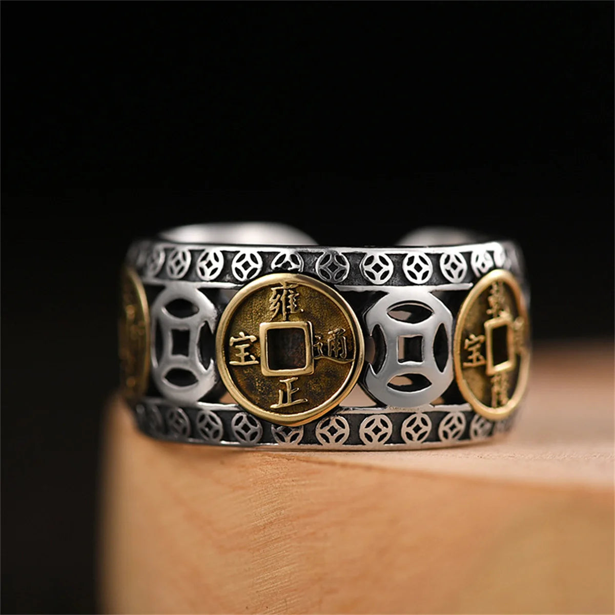 Chinese Style Vintage Copper Coin Opening Ring For Men Women Unisex Feng Shui Pixiu Rings Amulet Wealth Lucky Jewelry Best Gift
