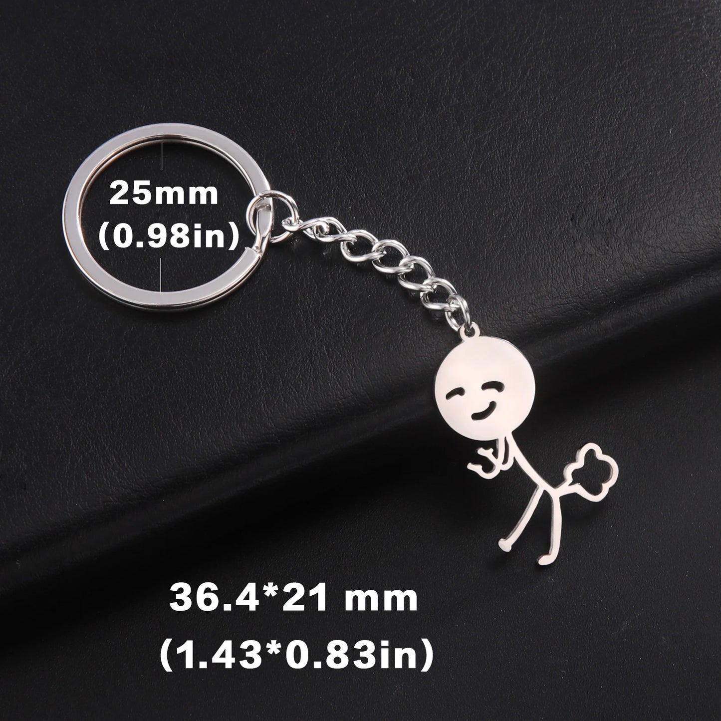 Teamer Funny Middle Finger Stickman Keychain 2025 Cute Trend School Bag Car Key Pendant Couple New Trinket Gift Keyring