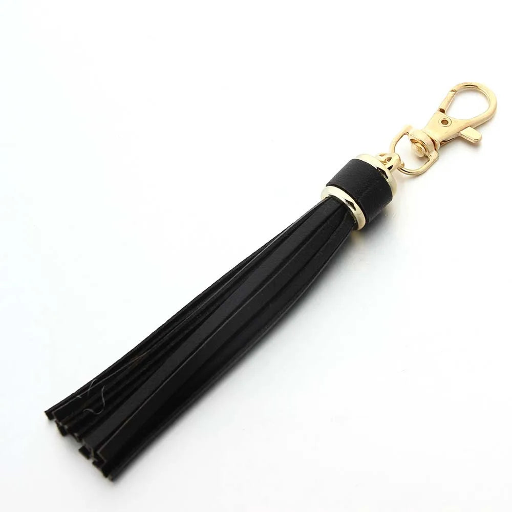 Hot selling copper alloy lobster buckle leather tassel pendant keychain bag accessories for women