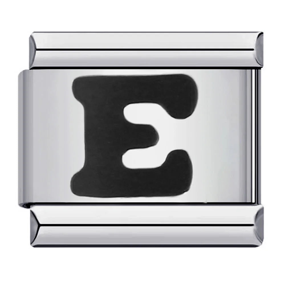 Glaze Black 26 English A-Z Letters Italian Links Charm Fit 9mm Stainless Steel Women Men Bracelet DIY Making 2025 Jewelry