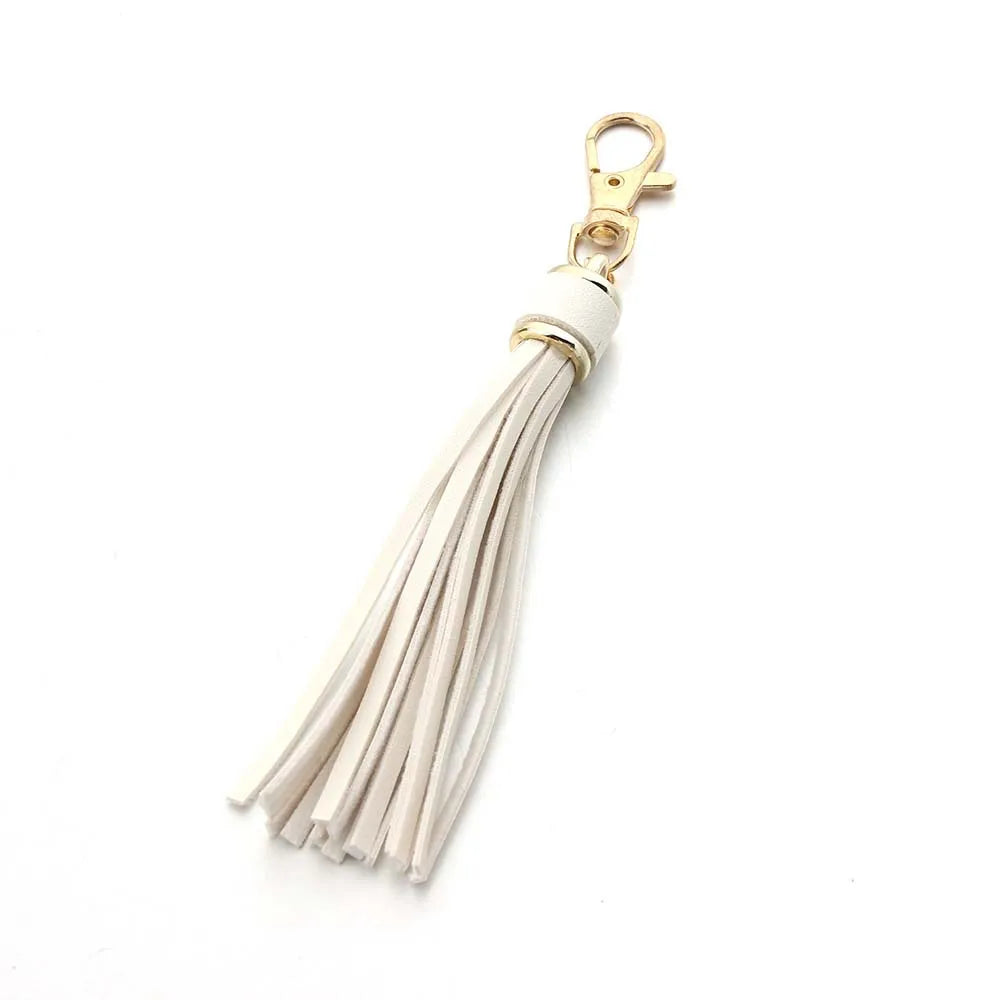 Hot selling copper alloy lobster buckle leather tassel pendant keychain bag accessories for women
