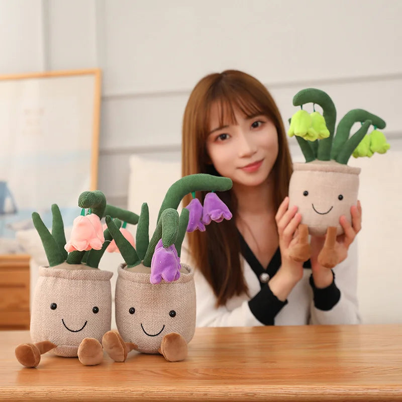 25cm Simulation Cartoon Plant Pot Series Plush Doll Succulent Tulip Lily Plush Toy Home Decor Living Room Bedroom Gift For Girls