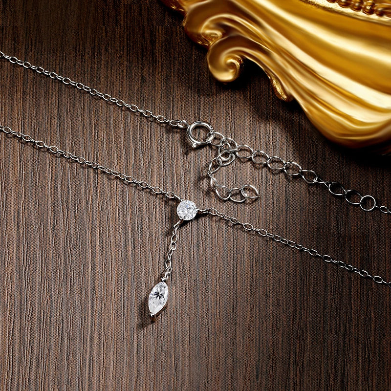 KNOBSPIN Moissanite Necklaces for Women GRA Certified 3x6mm Marquise Cut Gemstone Pendant s925 Sterling Silver Dainty Necklaces
