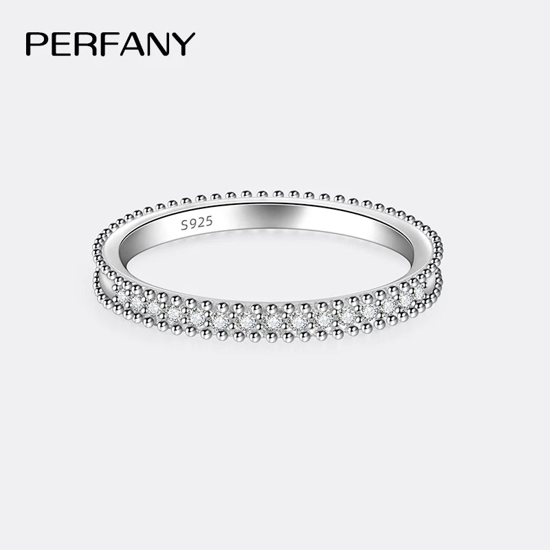 PERFANY All Moissanite Ring for Women S925 Pure Silver Shining GRA Laboratory Diamond Stackable Ring Fashion Wedding Jewelry