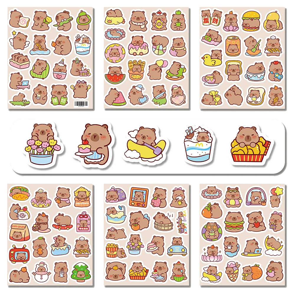 10/30/50/100pcs Cute Funny Capybara MEME Stickers Kawaii Animal Decal Decoration DIY Notebook Laptop Luggage PVC Sticker for Kid