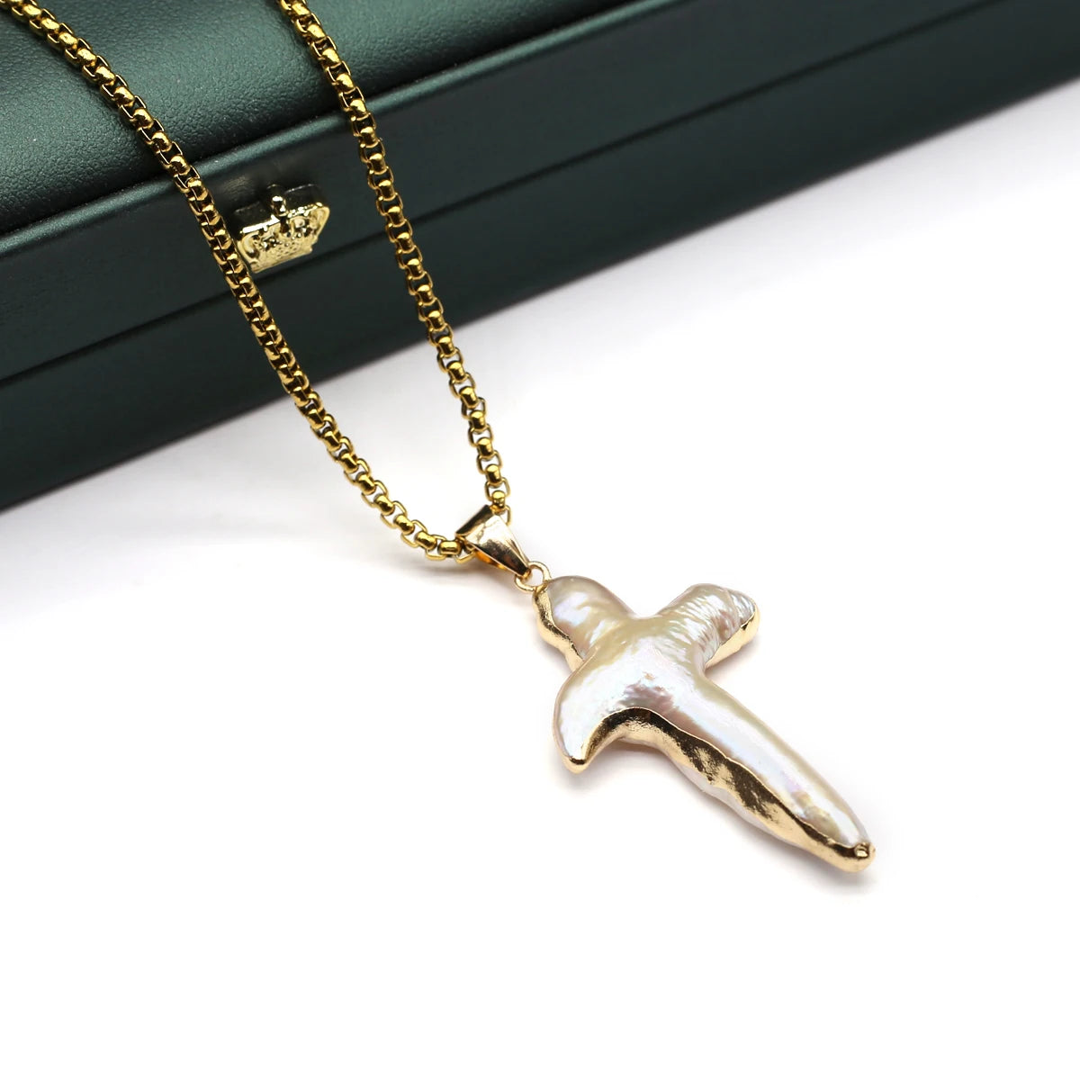 パールネックレス 天然淡水パール クロスシェイプネックレス レディース 女の子 誕生日 クリスマス ギフト チェーン 60cm