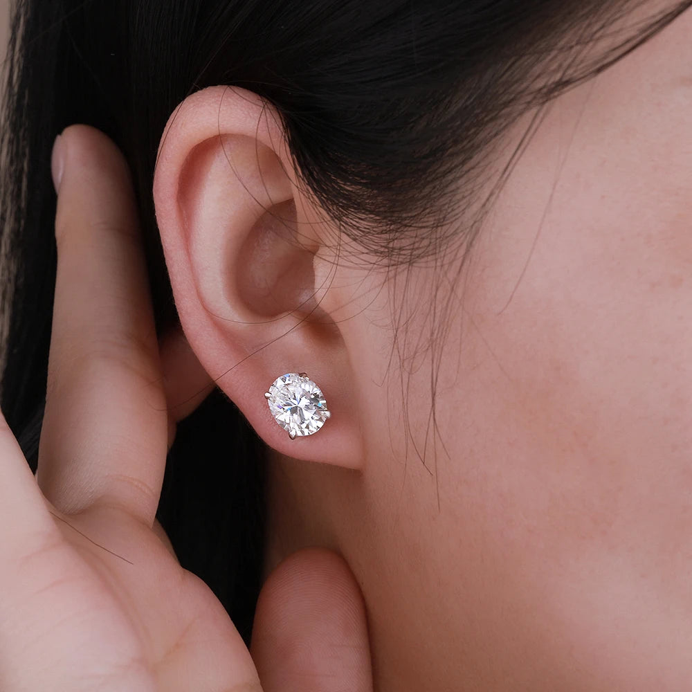 1-4CT Oval Moissanite Stud Earrings for Women Men Certified Lab Grown Diamond Solid 925 Silver Plated 18k Gold Ear Studs Jewelry