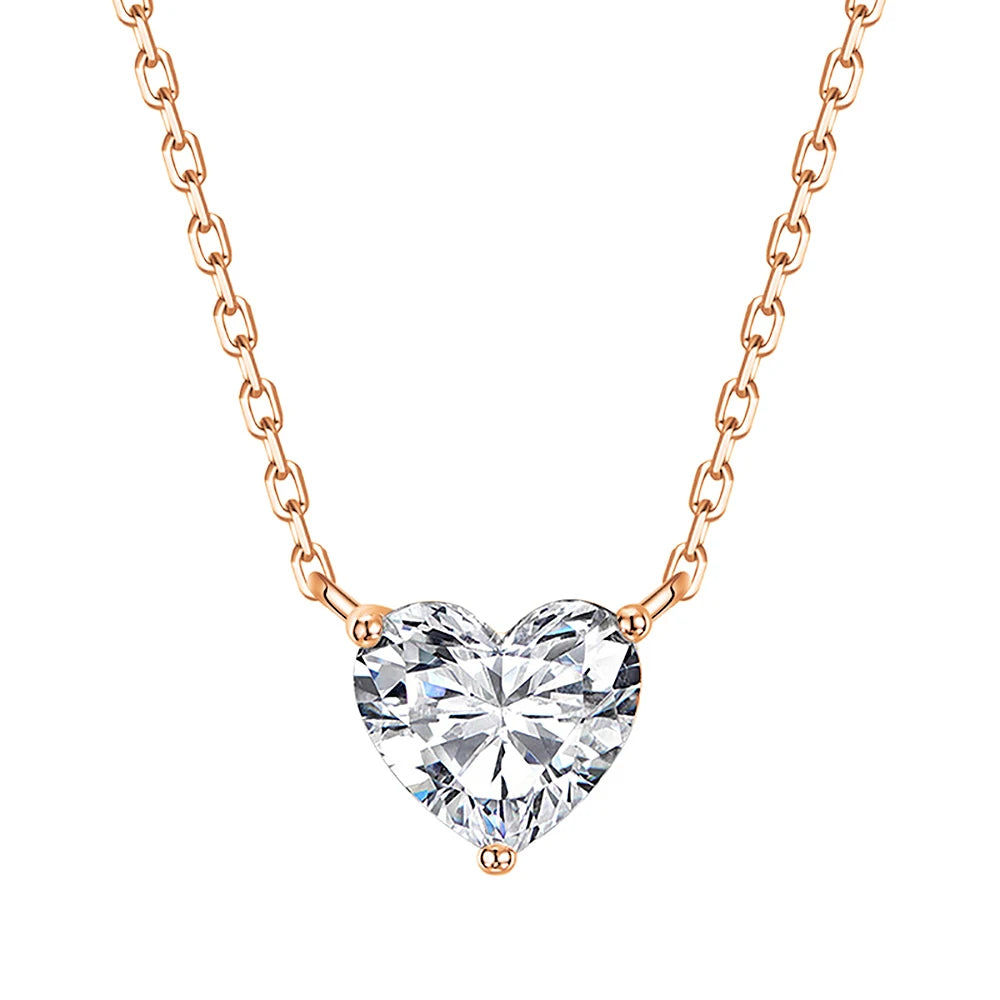 1-3Carat Heart Cut Moissanite Pendant Necklace for Woman S925 Silver Plated 18k Gold Solitaire Diamond Neckchain Certified
