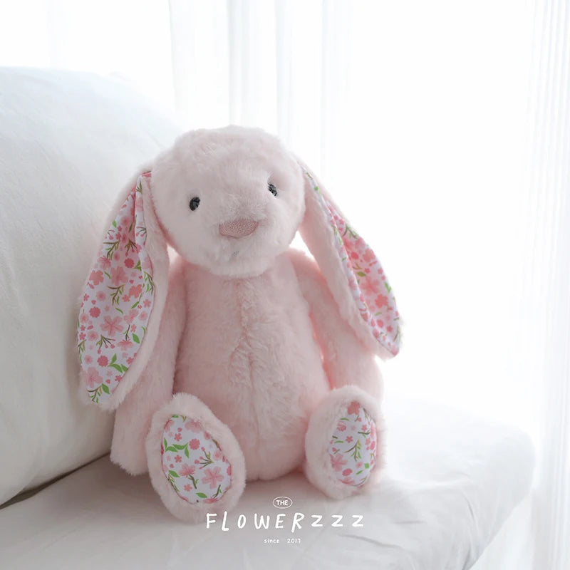30cm Bonnie Rabbit Floral Ears Plush Toys Cartoon Stuffed Bunny Dolls Children's Room Decor Toy Soft Birthday Gifts For Girl