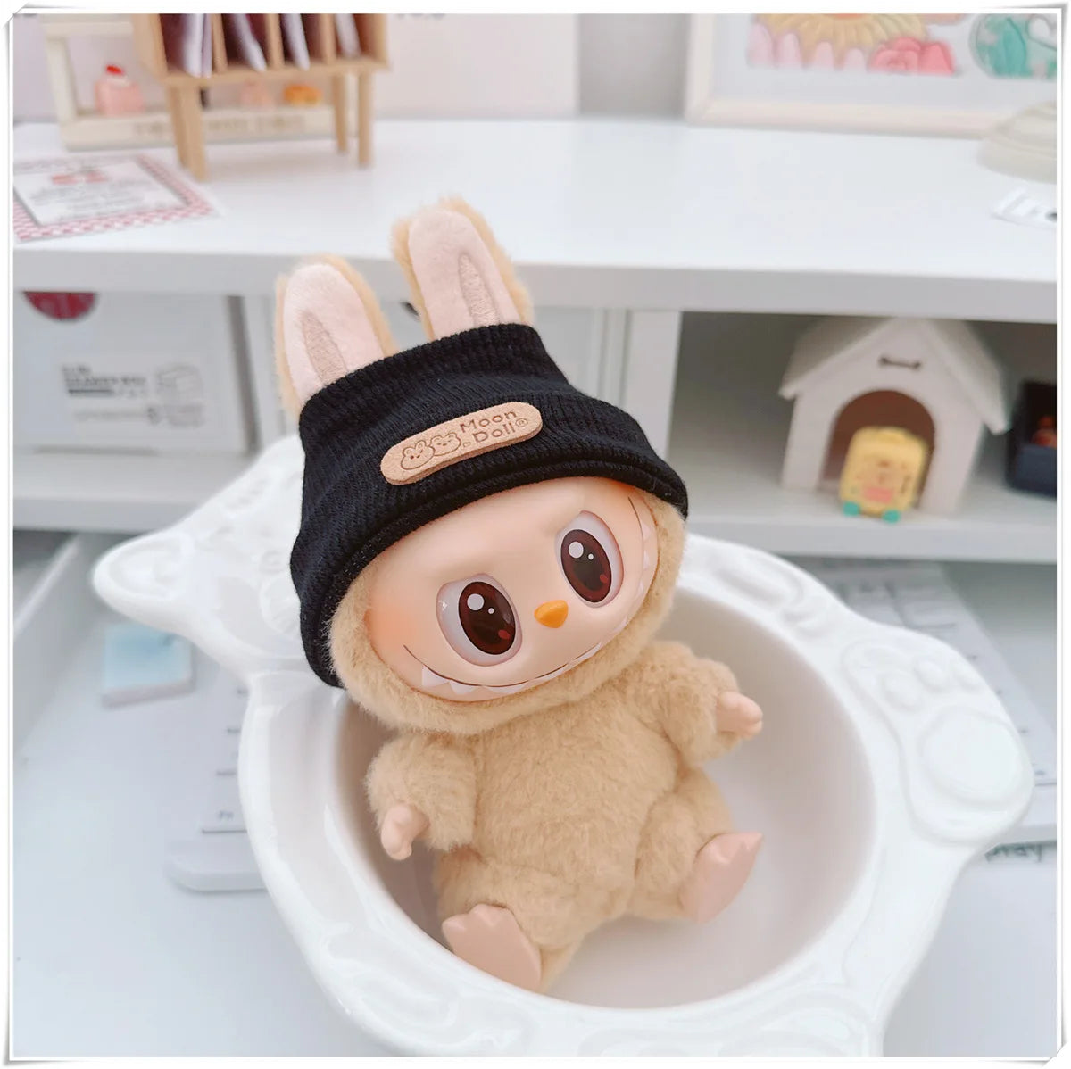 17cm Labubu Bear Casual Jacket Doll Clothes - Cute Plush Outerwear for Pullip Blythe OB11 BJD, Kawaii Teddy Coat