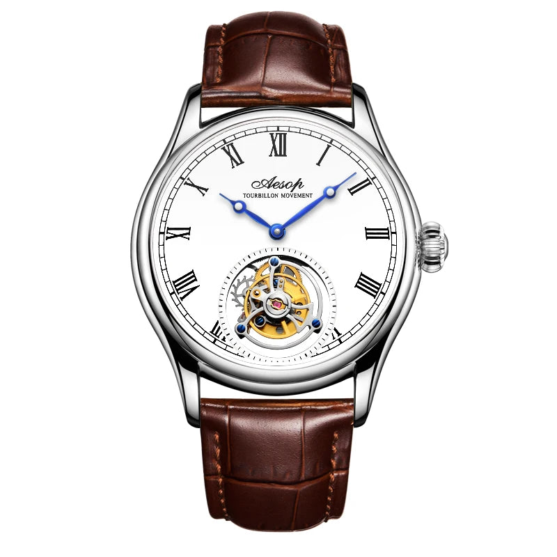 Aesop Real Flying Tourbillon Movement Mechanical Watches Luxury Watch for Men Skeleton Tourbillon Watch Sapphire Official Store