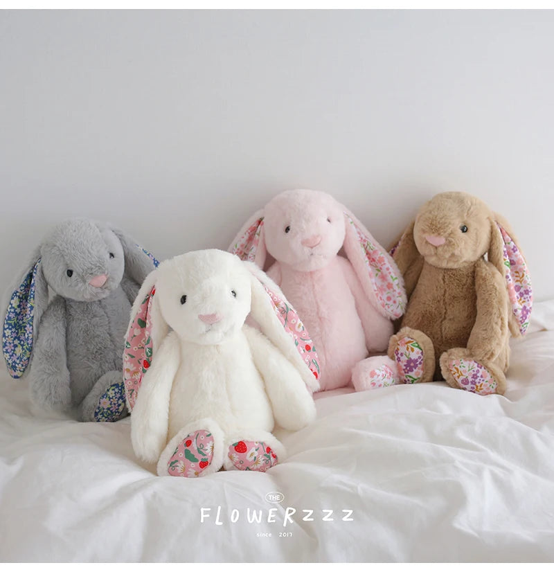30cm Bonnie Rabbit Floral Ears Plush Toys Cartoon Stuffed Bunny Dolls Children's Room Decor Toy Soft Birthday Gifts For Girl
