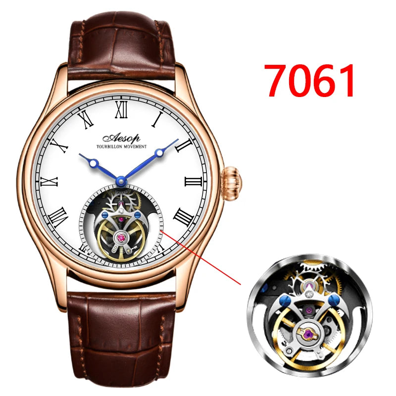 Aesop Real Flying Tourbillon Movement Mechanical Watches Luxury Watch for Men Skeleton Tourbillon Watch Sapphire 2025 NEW