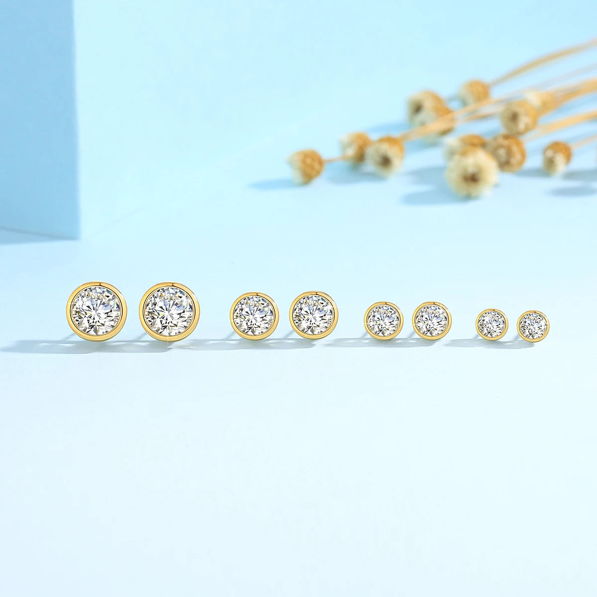 Real 18K Gold AU750 D Color Moissanite Stud Earrings for Women Men Lab Grown Diamond Ear Studs Fine Jewelry Valentine's Gift
