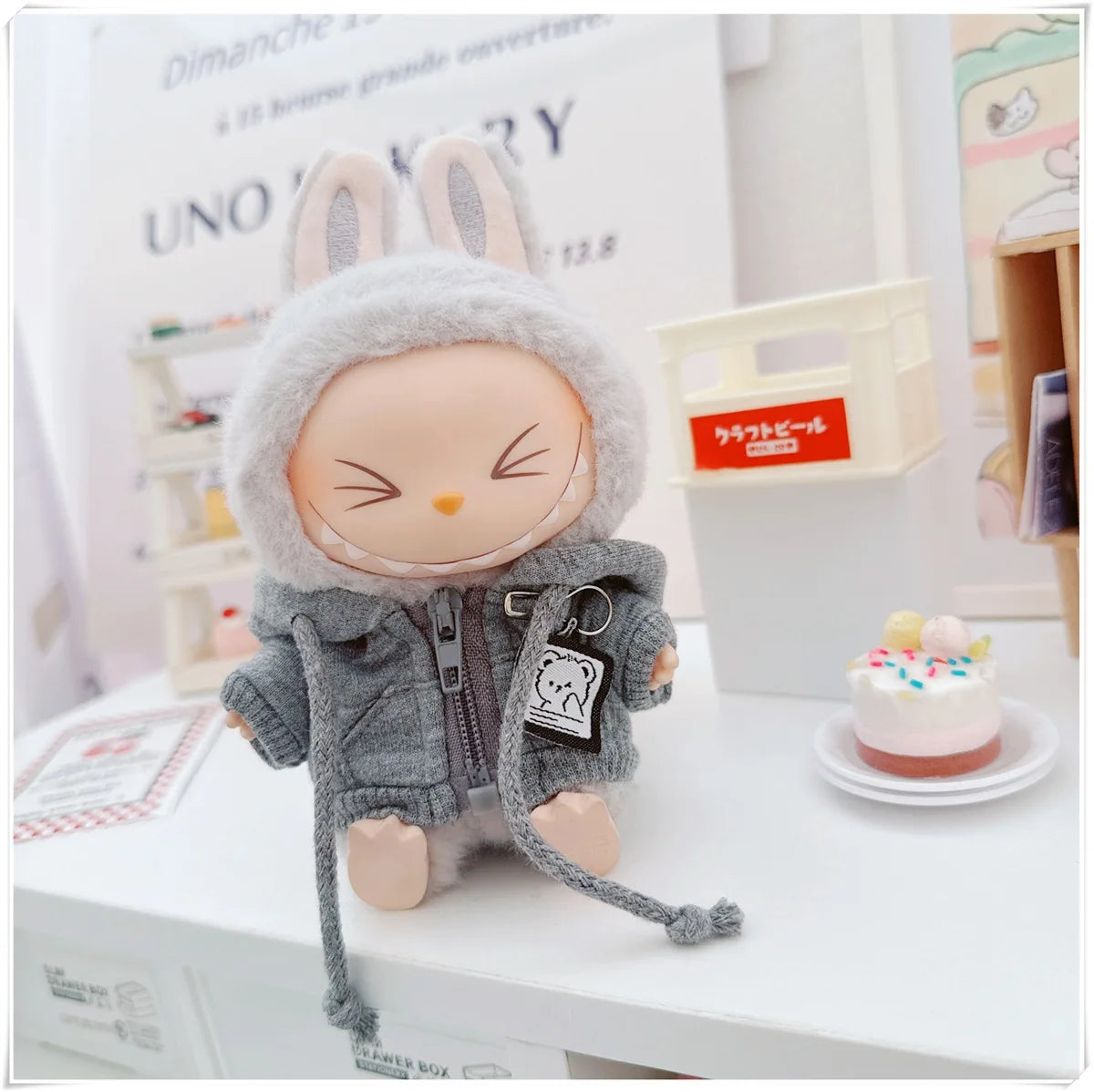 17cm Labubu Bear Casual Jacket Doll Clothes - Cute Plush Outerwear for Pullip Blythe OB11 BJD, Kawaii Teddy Coat