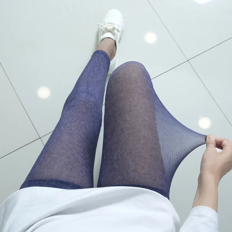 Women's Ice Silk Mesh Underwear Ultra-thin High-waisted Elastic Single Mesh Pants New Summer Style Leggings