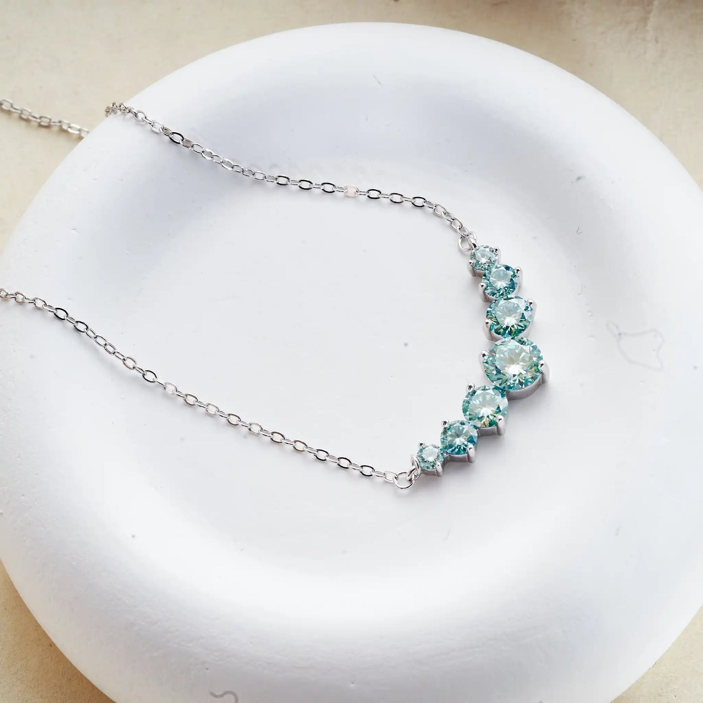 Real 1.7/2.8/5cttw Full Moissanite bluegreen Pendant Necklace for Women S925 Silver lab Diamond Chain Necklaces fine Jewelry