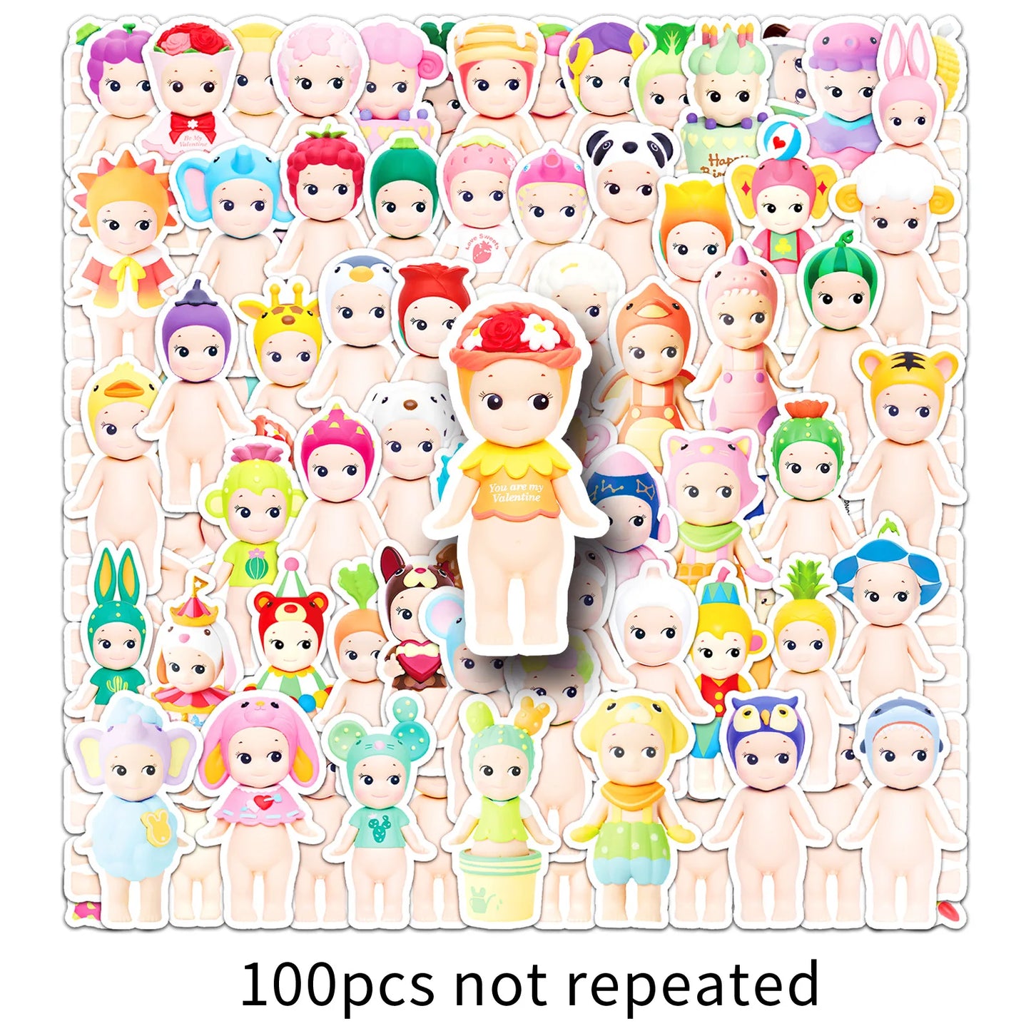 10/50/100PCS Kawaii Sonny Angel Cute Fun Creative Stickers Kids Toy Gifts DIY Scooter Luggage Pencil Case Phone Case Desk Decals