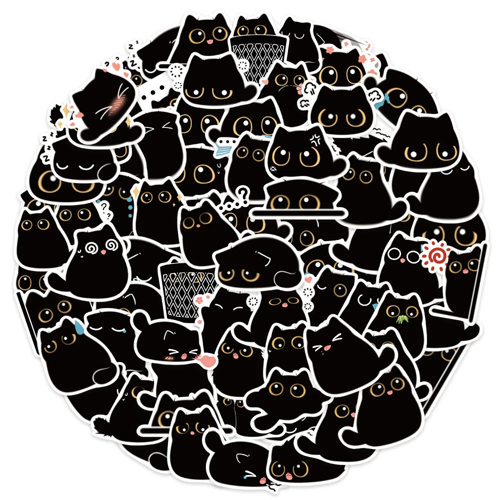 10/20/40/80枚 ブラックキャット かわいい ステッカー ヴィンテージ DIY ノートブック スクラップブッキング バイク ノートパソコン 荷物 グラフィティ デカール
