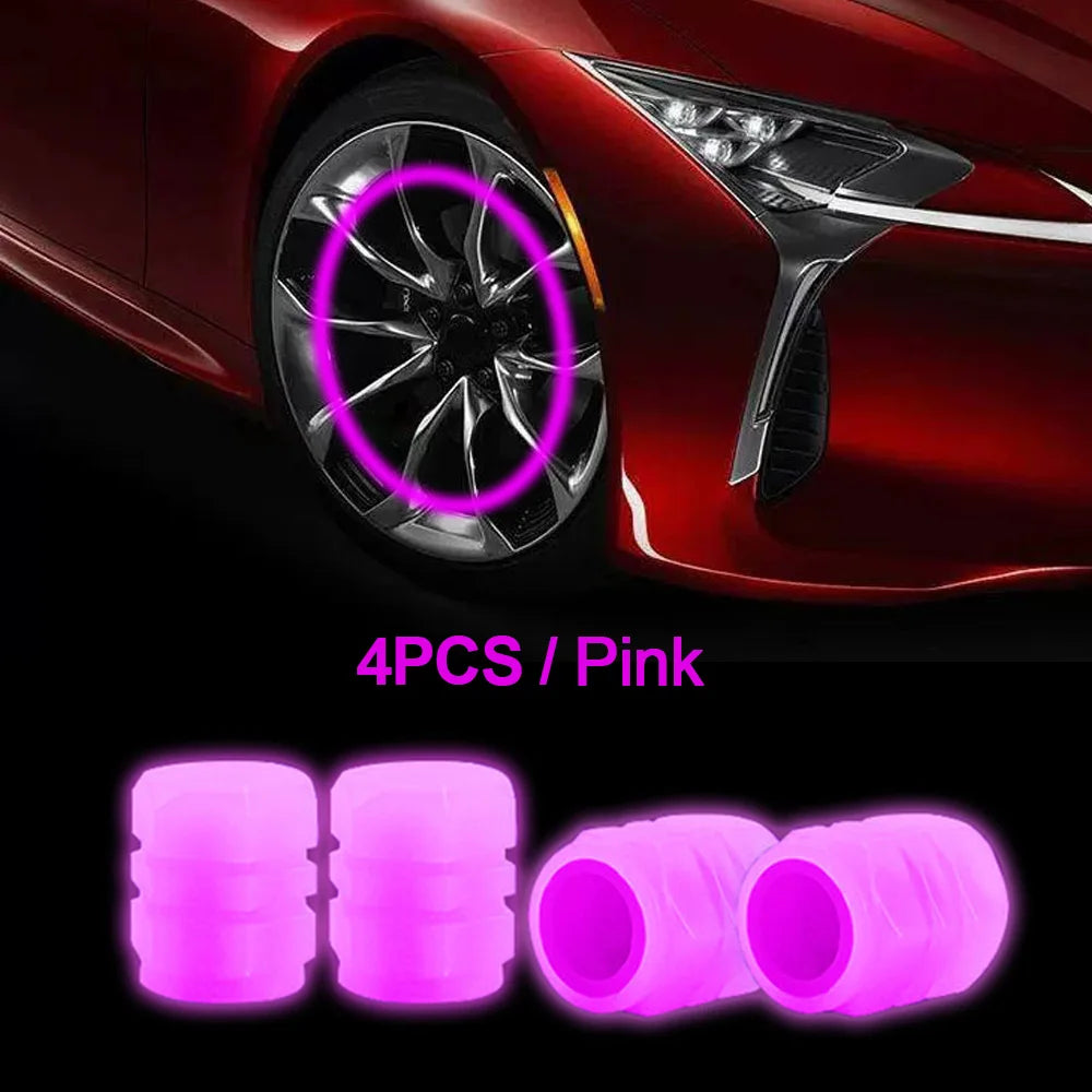 Mini Car Tire Valve Caps Luminous Valve Stem Caps Universal Fluorescent Tyre Nozzles Cover Tyre wholesale