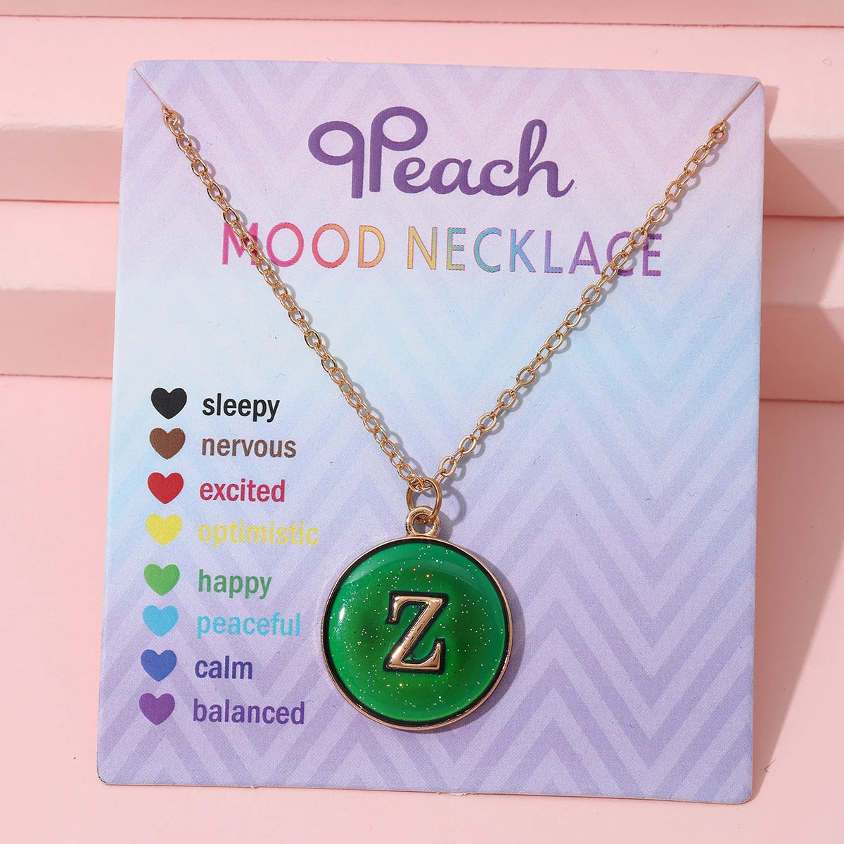 Fashionable Temperature-Sensitive Color-Changing 26 Letters Pendant Necklace Zinc Alloy Mood Regulation Chain Jewelry Accessory