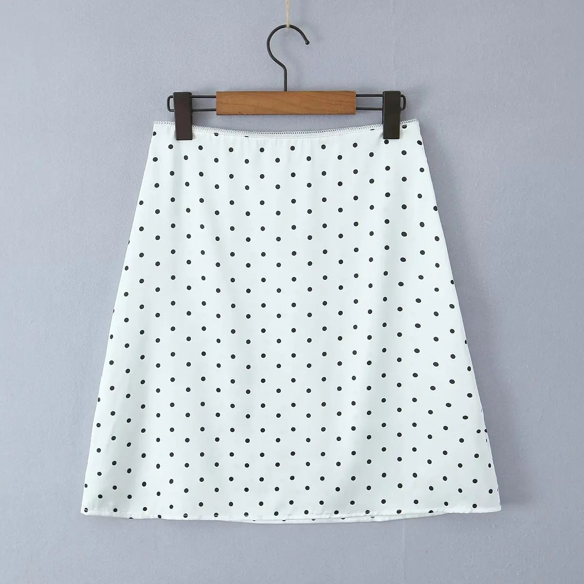 YENKYE 2025 Women Vintage Black White Polka Dot A-line Knee Length Skirt Sexy Low Waist Holiday Summer Skirts