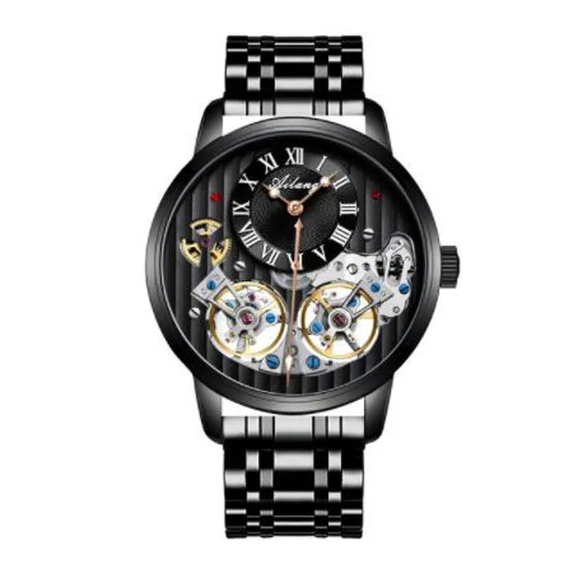 AILANG Double Tourbillon Men Watches Leather Wrist Mechanical Watches Automatic Flying Tourbillon Watches Waterproof Relogio