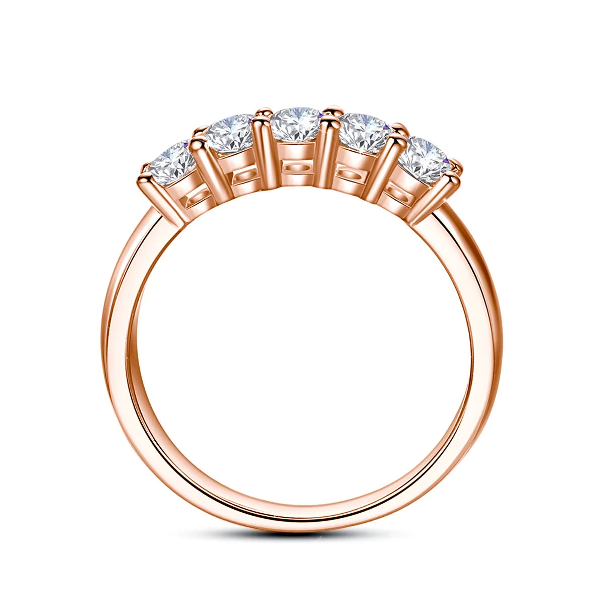 5pcs Stones Moissanite Diamond Ring for Woman Silver 925 100% Rose Gold Plated Fine Jewelry with Certified Engagement Gifts