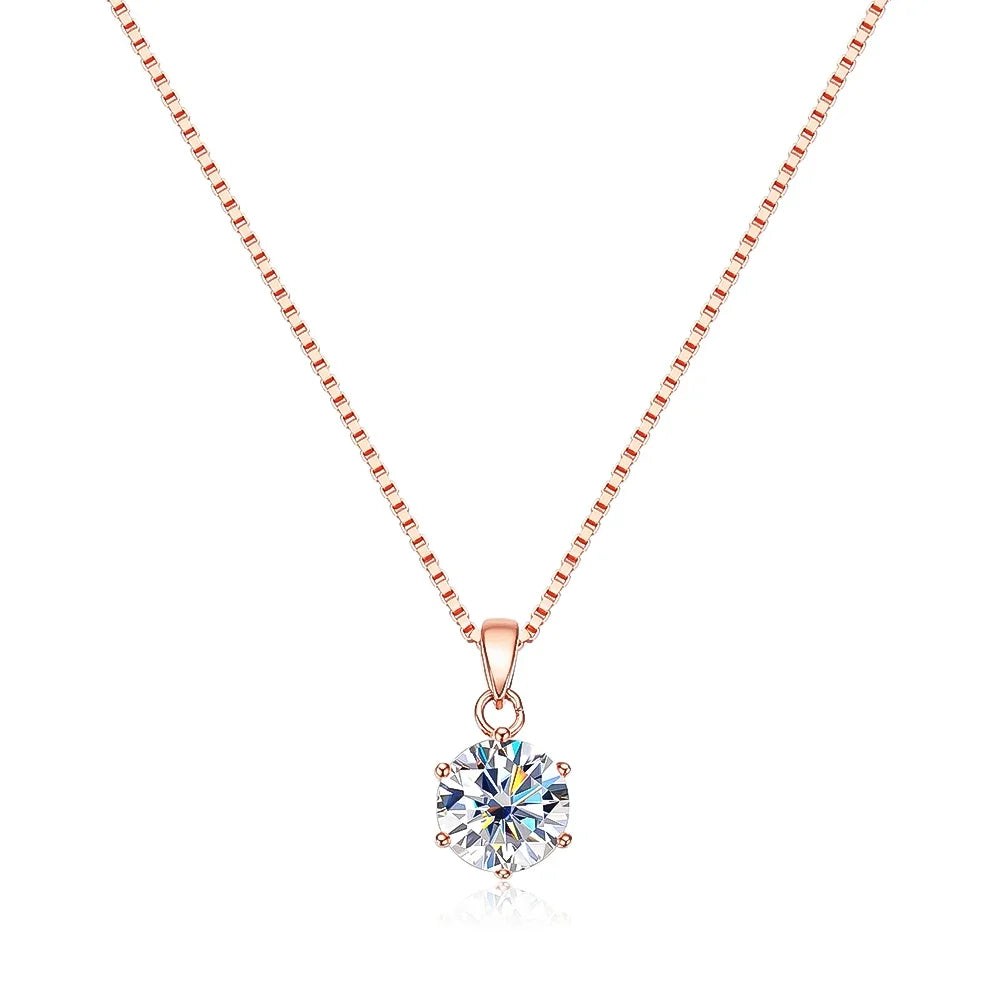 EWYA 1 2 Carat Real Moissanite Pendant Necklace For Women 6 Prong 100% 925 Sterling Silver Wedding Party Bridal Fine Jewelry