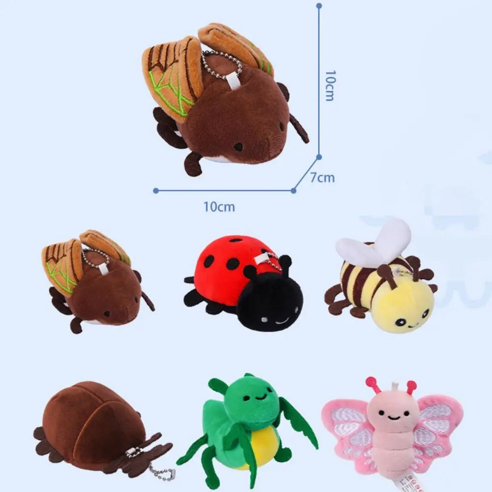 Creative Insect Series Animal Keychain Plush Doll Cartoon Key Pendant Toy Hanging Decoration Car Key Ring