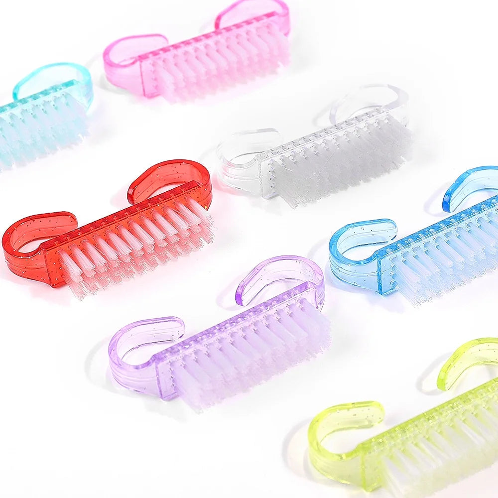 10/1Pcs Plastic Nail Brushes Mix Color Nail Hand Scrubbing Cleaning Brush Dust Cleaner Nail Art Manicure Soft Remover Tools