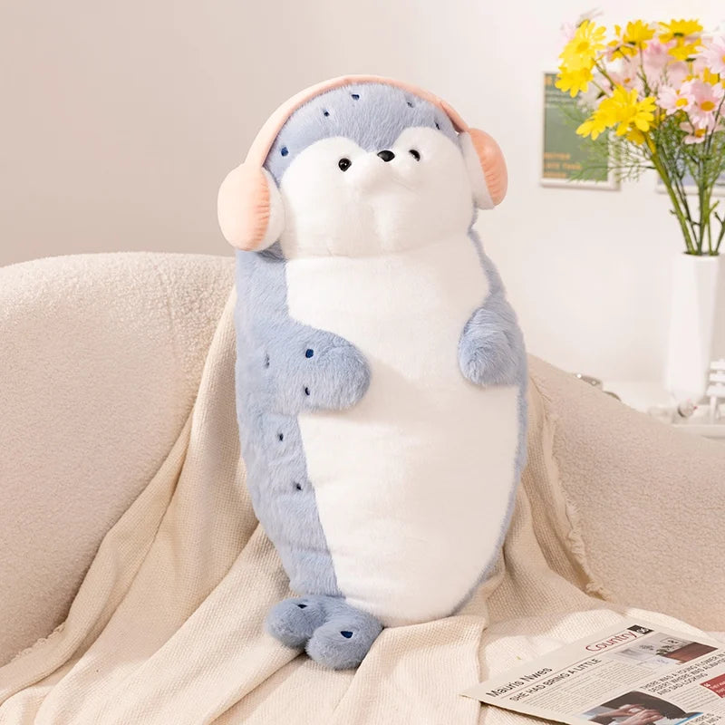 High Quality Genuine Kawaii Cartoon Sea Creature Otter Plush Doll Pillow Headset Blue Seal Otter Stuffed Animal Birthday Gift