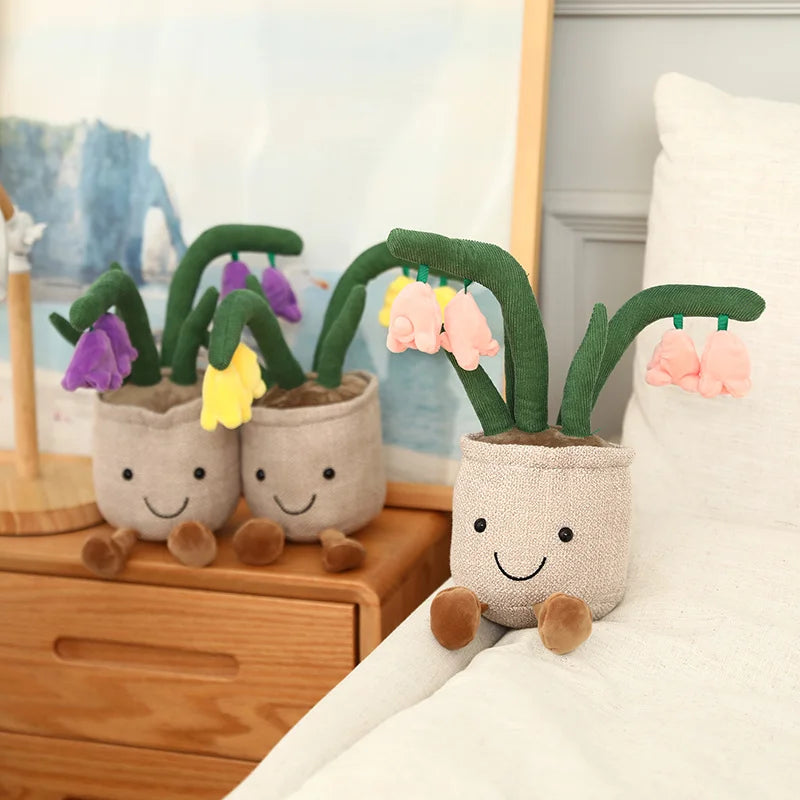 25cm Simulation Cartoon Plant Pot Series Plush Doll Succulent Tulip Lily Plush Toy Home Decor Living Room Bedroom Gift For Girls