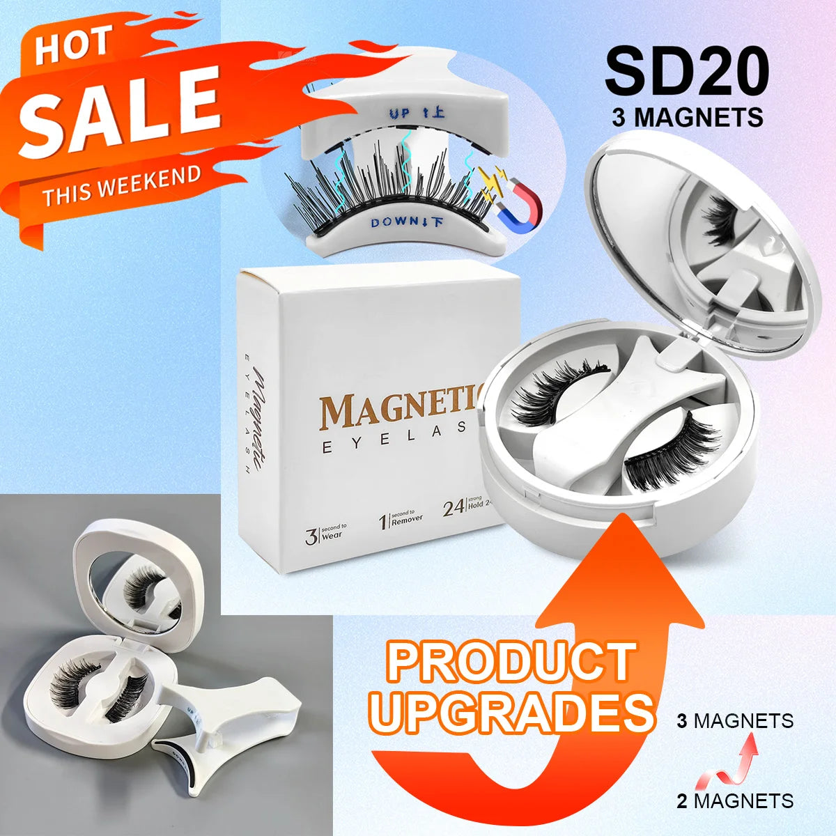 Yiernuo マグネット式つけまつげ 一体型ボックス 新接着剤不要つけまつげキット