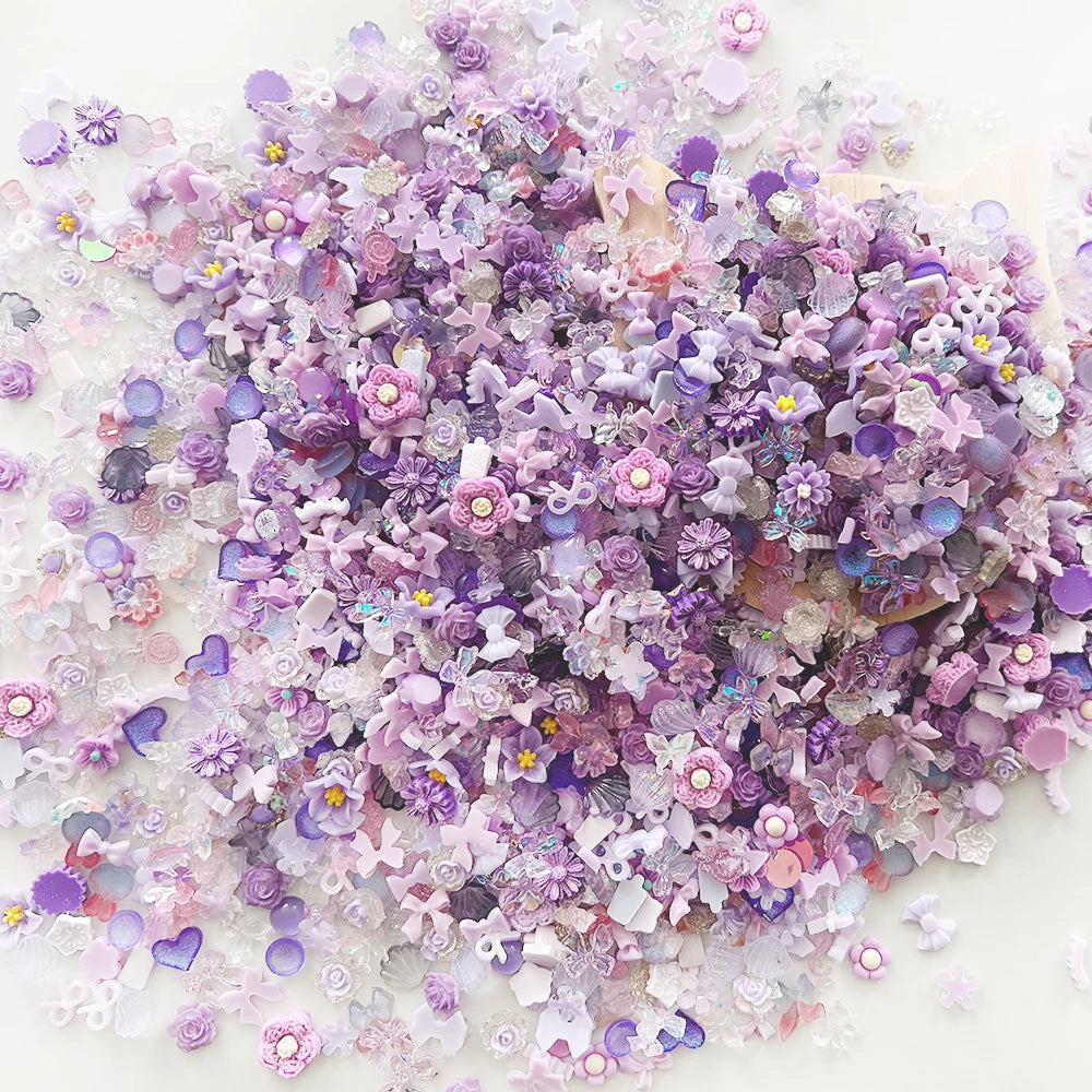 100PCS Random Mixed Strawberry Flowers Nail Charms Sweet Resin Flatback Moon Nail Art Decoration Accessories Manicure DIY