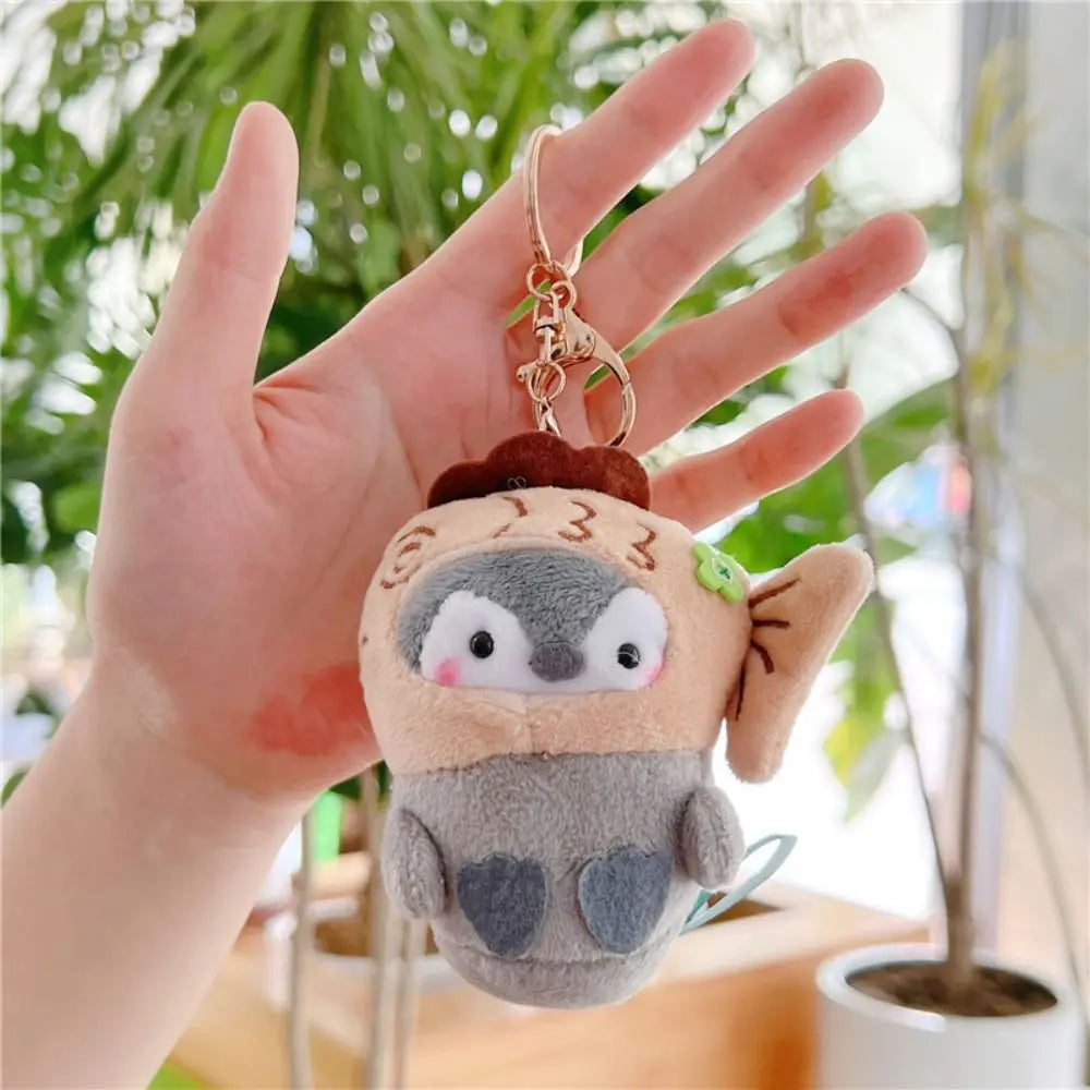 Cute Penguin Plush Key Ring Tourist Hat Penguin Keychain For Girls Gifts Creative School Bag Keychain