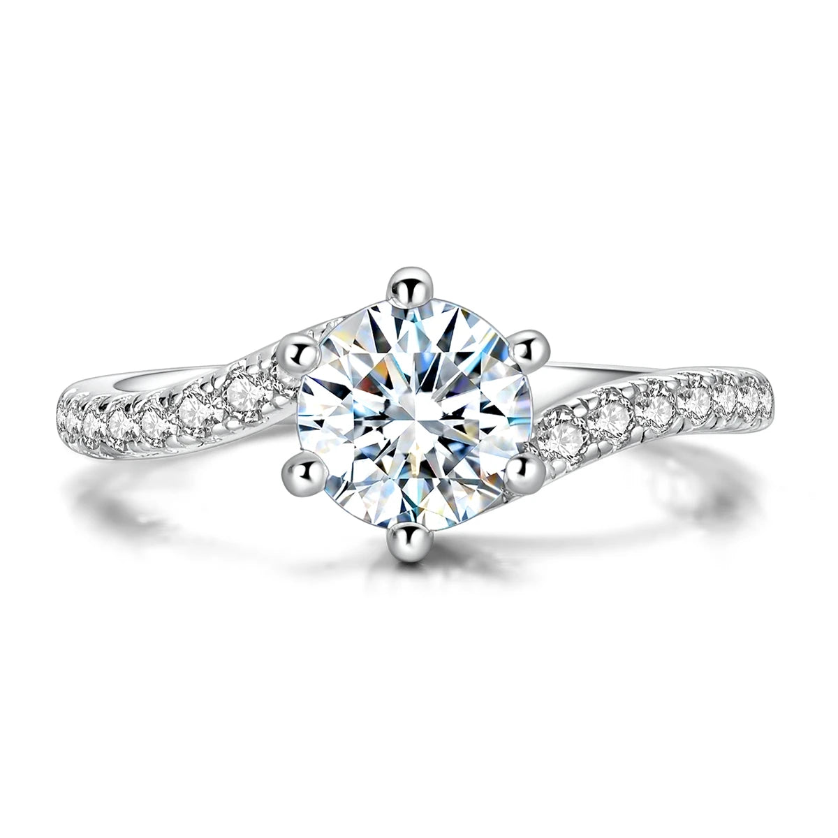 Classics Moissanite 925 Sterling Silver 1ct Ring For Woman Brilliant Diamond Wedding Engagement Jewelry