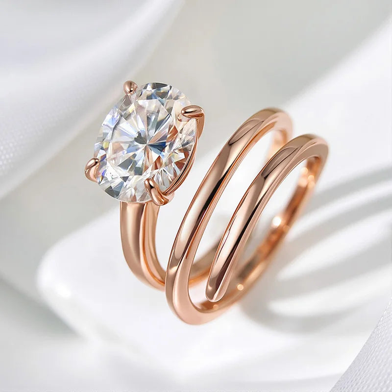 Smyoue 1CT-3CT Certified 14K Plated Moissanite Solitaire Ring Women Wedding Lab Diamond Band Pure 925 Silver 100% Shani Abergel